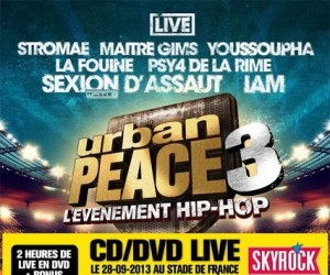 Maitre Gims, Youssoupha, La Fouine, Orelsan, IAM sur le CD/DVD d'Urban Peace 3