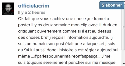 Lacrim s'explique sur son clash avec Kamelanc : L'histoire s'est réglée aujourd'hui même !