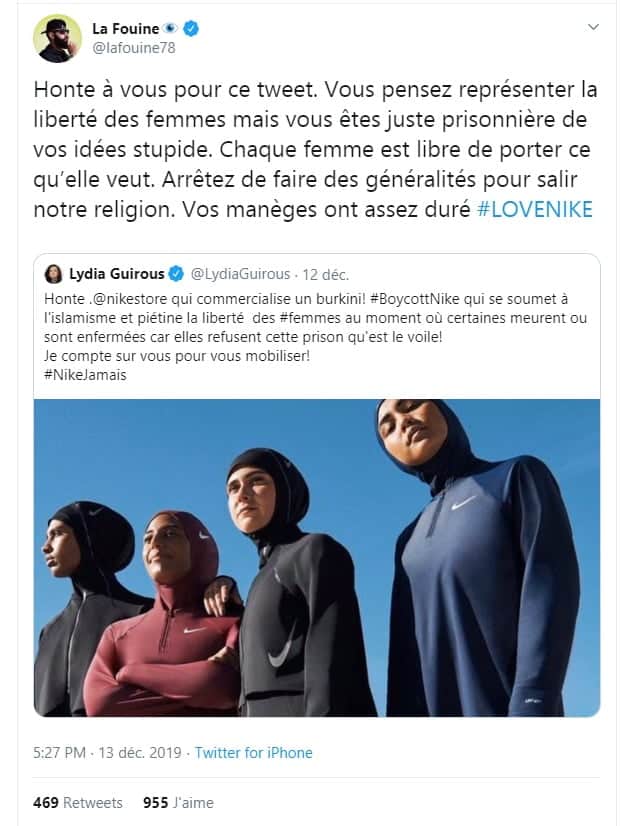 La Fouine réagit à l'appel au boycott du burkini de Nike avec un superbe message de tolérance
