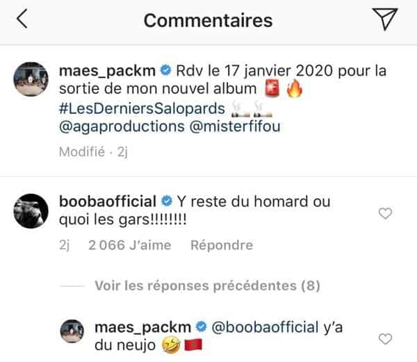 Booba déçu de ne pas être sur l’album de Maes ? Il s’adresse à lui sur Instagram !