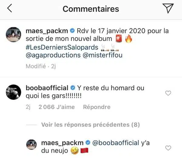 Booba déçu de ne pas être sur l’album de Maes ? Il s’adresse à lui sur Instagram !