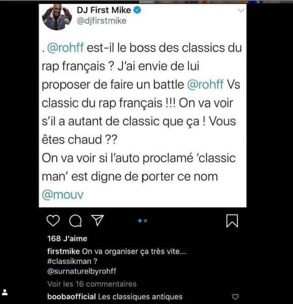 Rohff va relever le défi du boss des classiques du Rap Français, Booba se moque de lui