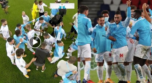 Soso Maness réagit au Zumba Cafew des joueurs de l'OM sur la pelouse du Parc des Princes