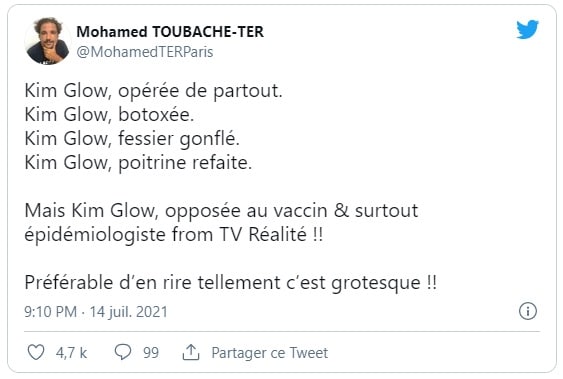 Kim Glow milite contre la vaccination et se fait détruire par les Twittos