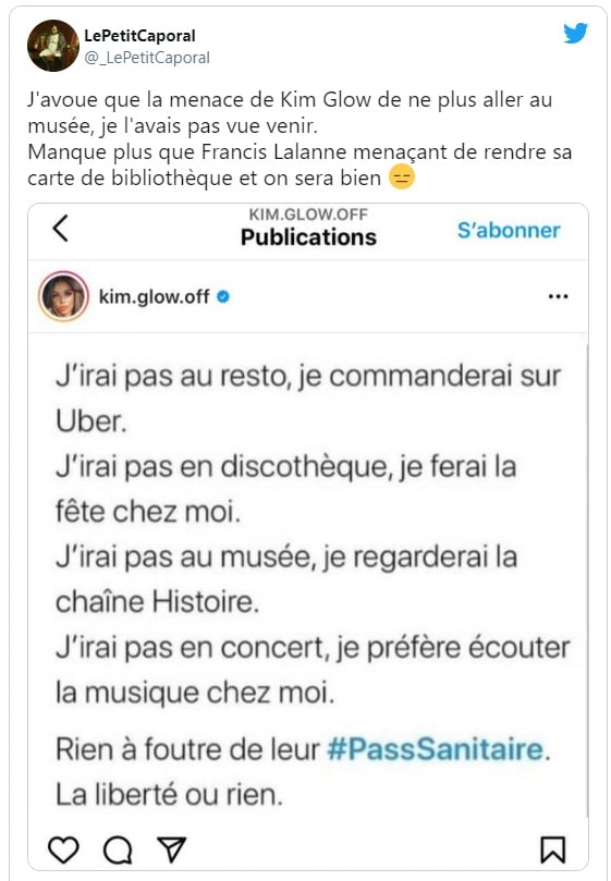 Kim Glow milite contre la vaccination et se fait détruire par les Twittos