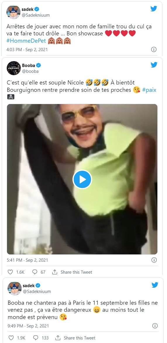 Sadek menace le concert de Booba à Paris et fixe la date de leur octogone