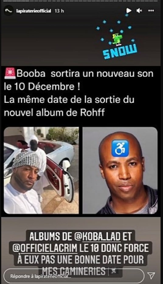 Booba révèle pourquoi il ne va pas concurrencer l'album de Rohff