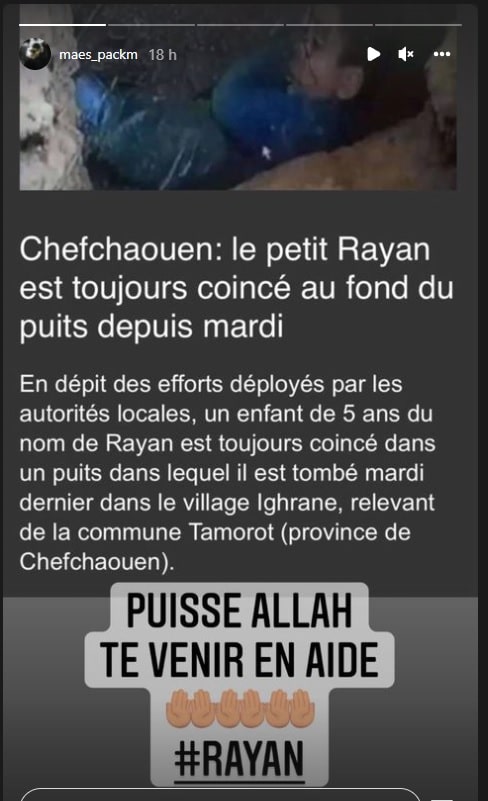 Maes soutient le petit Rayan, bloqué dans un puits au Maroc 4