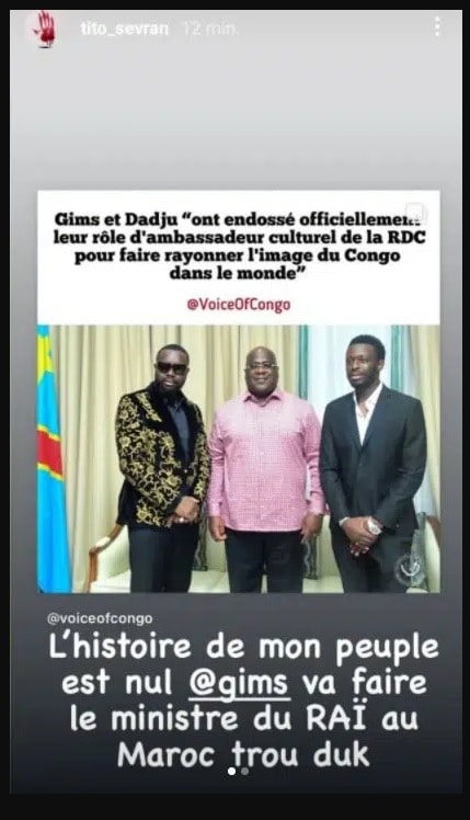 Gims clashé par le manager de Da Uzi, sa nomination d'ambassadeur du Congo ne passe pas 2