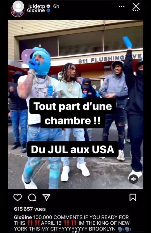 Jul perce au États-Unis : 6ix9ine reprend Bande Organisée et le J réagit 2