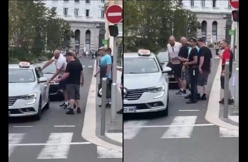 Tyson Fury à Cannes complétement bourré tape un taxi qui le recale