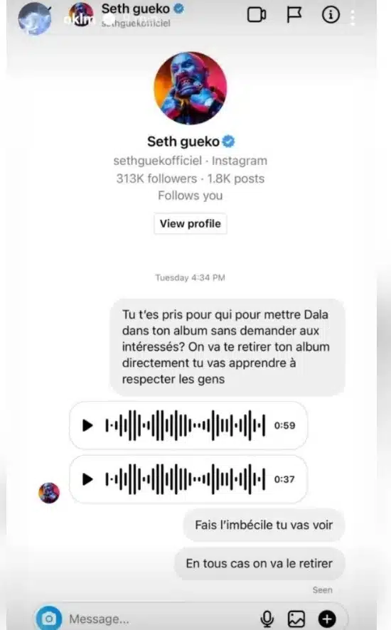 Booba menace Seth Gueko après son feat avec Dala sans sa validation