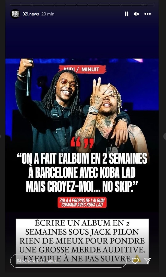 Koba LaD et Zola produisent leur album en 2 semaines, Booba les dégomme